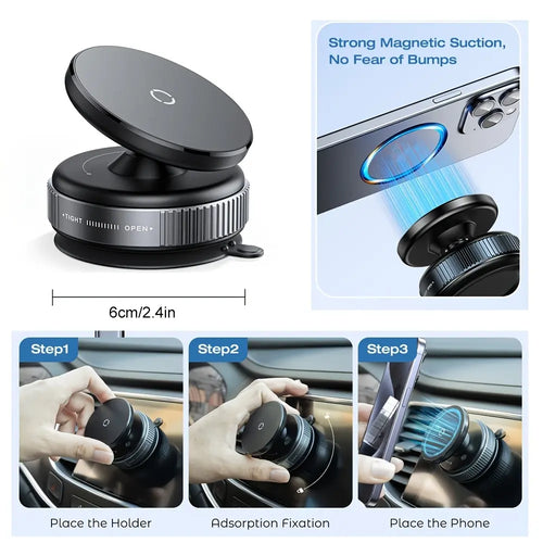 360° Rotating Magnetic Phone Holder, Cellphone Mount, Smartphone Holders, Portable Car Suction Cup Mount, Compatible with All Smartphones, for Home, Car, Office, Secure for Navigation, Calls, Videos & Charging, Daily Use and Travel